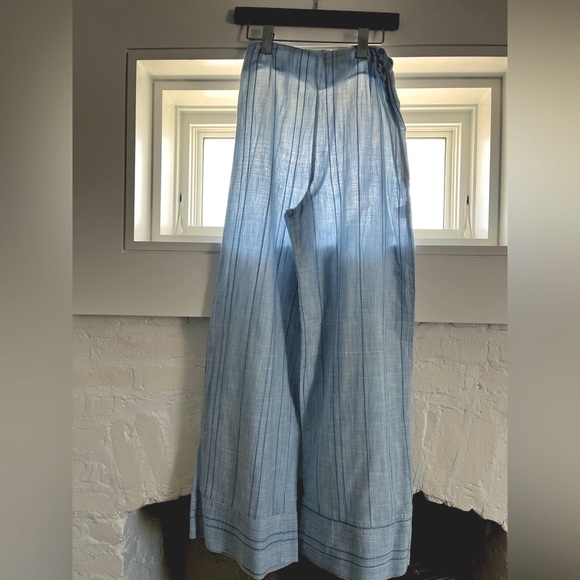 Solid and Striped wide legged pants in blue with a skinny stripe | size M - Picture 3 of 6